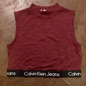 Calvin Klein cropped mock neck tank top